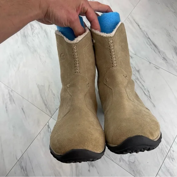 •Sorel Womens 8 Tan Sand Beige Maribel Suede Boots Thinsulate Waterproof - Picture 5 of 13